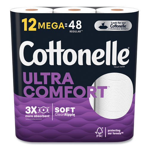 Image of Cottonelle® 55494 Ultra ComfortCare Toilet Paper, Soft Tissue, Septic Safe, 2-Ply, White, 284 Sheets/Roll, 12 Rolls/Pack, 48 Rolls/Carton