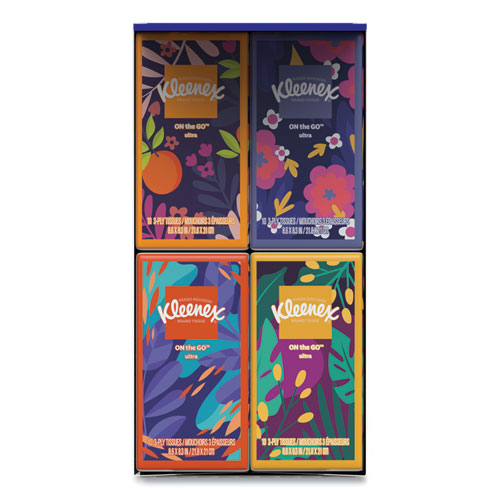 Image of Kleenex® 54635 On The Go Packs Facial Tissues, 3-Ply, White, 10 Sheets/Pouch, 16 Pouches/Pack,  6 Packs/Carton