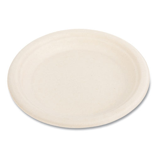 Image of BoardwalkÂ® Bagasse PFAS-Free Dinnerware, Plate, Sugarcane, 6" dia, Tan, 1,000/Carton