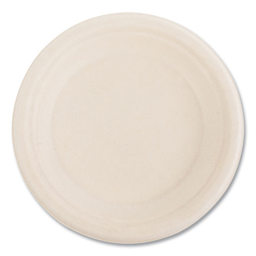 Image of BoardwalkÂ® Bagasse PFAS-Free Dinnerware, Plate, Sugarcane, 6" dia, Tan, 1,000/Carton