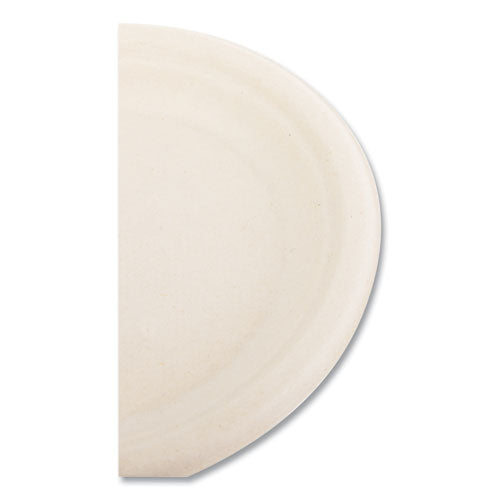 Image of BoardwalkÂ® Bagasse PFAS-Free Dinnerware, Plate, Sugarcane, 6" dia, Tan, 1,000/Carton