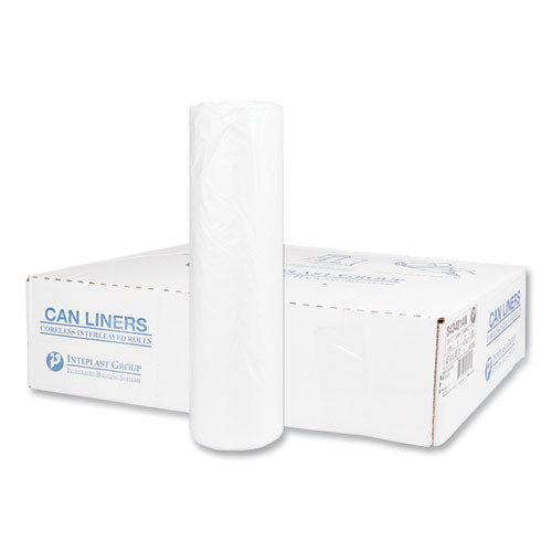 Image of Inteplast Group S434814N High-Density Commercial Can Liners, 56 gal, 14 mic, 43" x 48", Natural, Interleaved Roll, 25 Bags/Roll, 8 Rolls/Carton