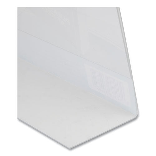 Image of NuDell 35446 Clear Plastic Slanted L-Shaped Countertop Sign Holder, Side-Load, Horizontal/Vertical Orientation, 4 x 6 Insert