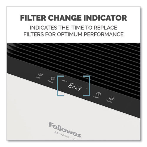 Image of Fellowes® 9794501 AeraMax SV Air Purifier, 1,500 sq ft Room Capacity, White/Black
