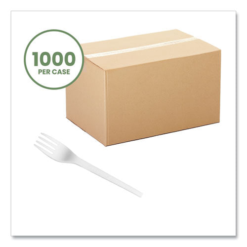 Image of Vegware VW-FK6.5 White CPLA Cutlery, General Purpose Fork, Plastic, White, 1,000/Carton