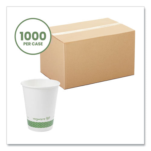 Image of Vegware LV-12G 89-Series Hot Cup, 12 oz, Paper, White/Green, 1,000/Carton