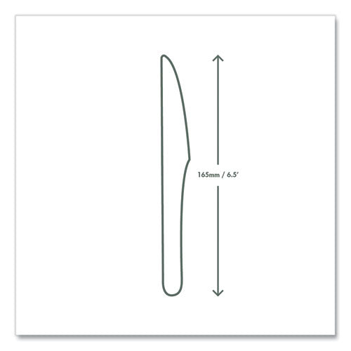 Image of Vegware VW-KN6.5 White CPLA Cutlery, General Purpose Knife, Plastic, White, 1,000/Carton