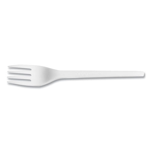 Image of Vegware VW-FK6.5 White CPLA Cutlery, General Purpose Fork, Plastic, White, 1,000/Carton