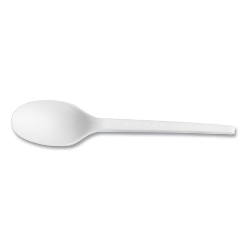 Image of Vegware VW-SP6.5 White CPLA Cutlery, General Purpose Spoon, Plastic, 1,000/Carton