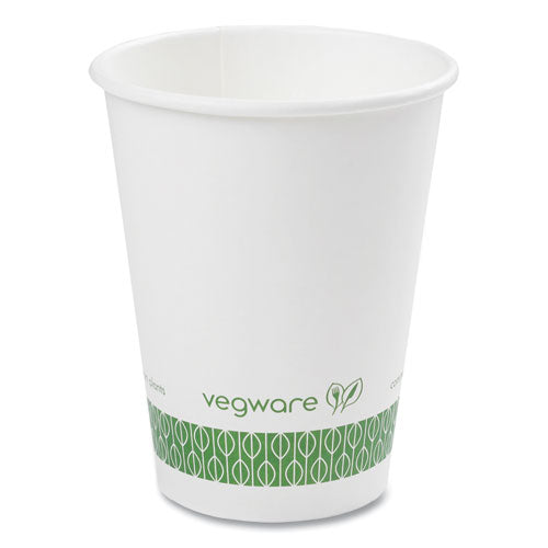 Image of Vegware LV-12G 89-Series Hot Cup, 12 oz, Paper, White/Green, 1,000/Carton