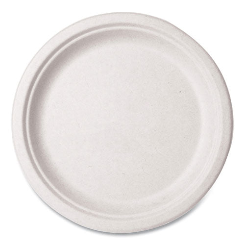 Image of Vegware VW-P005NFA Nourish Molded Fiber Tableware, Compostable, Plate, Sugarcane, 10" dia, White, 500/Carton