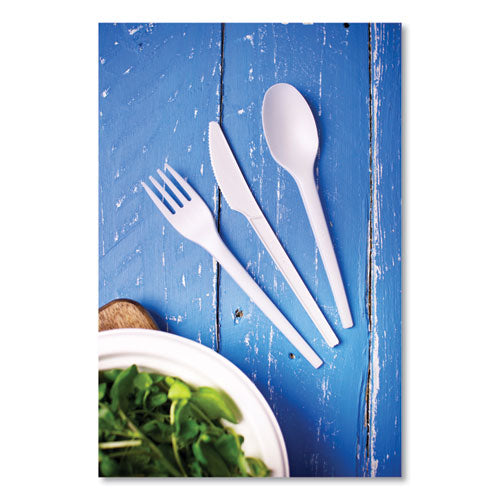 Image of Vegware VW-FK6.5 White CPLA Cutlery, General Purpose Fork, Plastic, White, 1,000/Carton