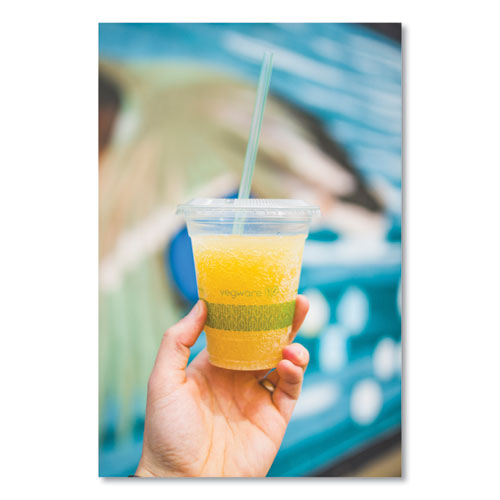 Image of Vegware R360Y-G 96-Series Cold Cup, 12 oz, Plastic, Clear/Green, 1,000/Carton