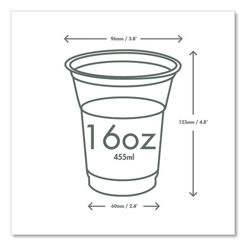 Image of Vegware R500Y-G 96-Series Cold Cup, 16 oz, Plastic, Clear/Green, 1,000/Carton