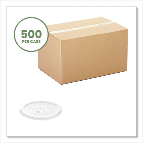 Image of Vegware VDC-120H Round Deli Pot Lids, Compostable, For 8 oz to 32 oz Deli Containers, Clear, Plastic, 500/Carton