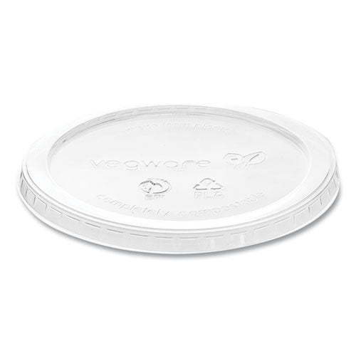 Image of Vegware VDC-120H Round Deli Pot Lids, Compostable, For 8 oz to 32 oz Deli Containers, Clear, Plastic, 500/Carton
