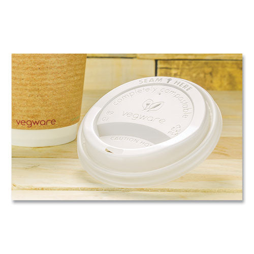 Image of Vegware VLID89S 89 Series Hot Cup Lids, Fits Vegware 89-Series Hot Cups, Plastic, White, 1,000/Carton
