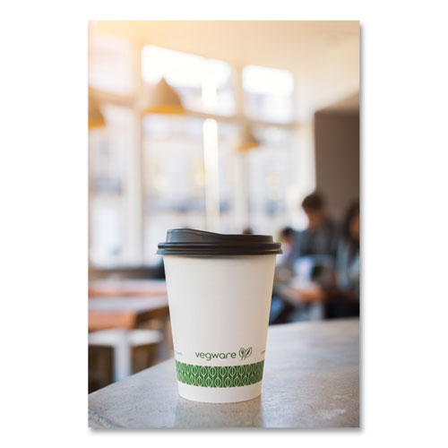 Image of Vegware LV-12G 89-Series Hot Cup, 12 oz, Paper, White/Green, 1,000/Carton