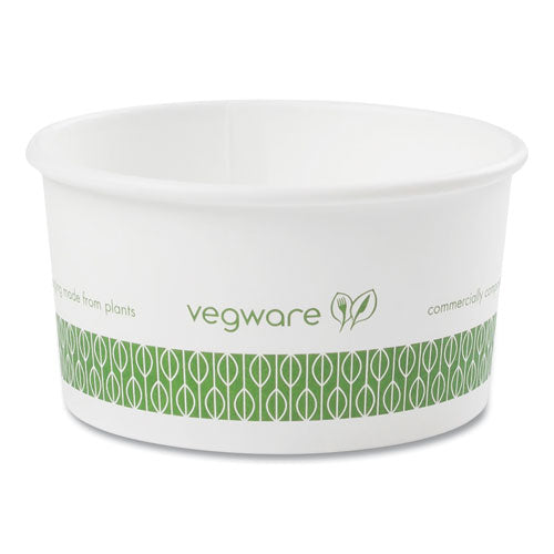 Image of Vegware SC-06G Soup Containers, Compostable, 6 oz, 3.5" Diameter x 1.7" h, Green/White, Paper, 1,000/Carton