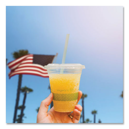 Image of Vegware C96F-CH 96 Series Cold Cup Lids, Fits Vegware 96-Series Cold Cups, Plastic, Clear, 1,000/Carton
