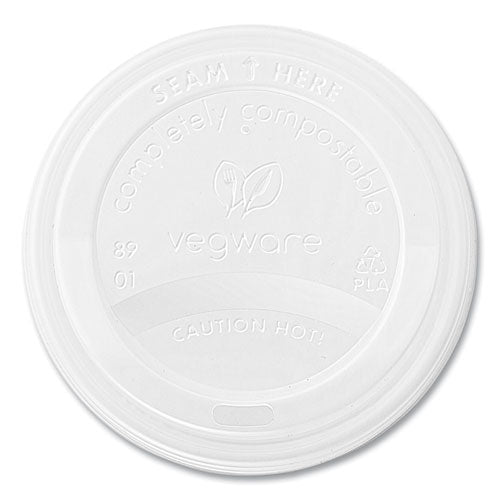 Image of Vegware VLID89S 89 Series Hot Cup Lids, Fits Vegware 89-Series Hot Cups, Plastic, White, 1,000/Carton