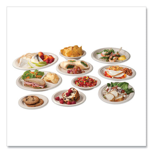 Image of Vegware VW-P016NFA Nourish Molded Fiber Tableware, Compostable, Plate, Sugarcane, 6" dia, White, 1,000/Carton