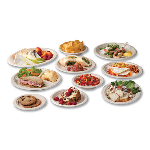 Image of Vegware VW-P013NFA Nourish Molded Fiber Tableware, Compostable, Plate, Sugarcane, 9" dia, White, 500/Carton