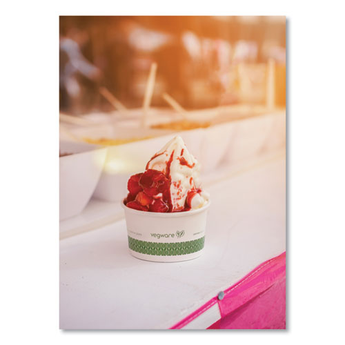 Image of Vegware SC-06G Soup Containers, Compostable, 6 oz, 3.5" Diameter x 1.7" h, Green/White, Paper, 1,000/Carton