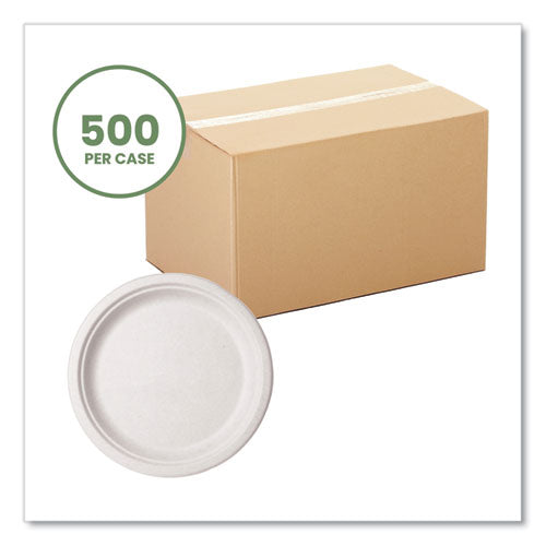 Image of Vegware VW-P005NFA Nourish Molded Fiber Tableware, Compostable, Plate, Sugarcane, 10" dia, White, 500/Carton