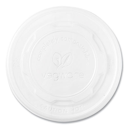 Image of Vegware VLID115S 115-Series Flat Hot Lids, Compostable, For Use With 115-Series Soup Containers, White, Plastic, 500/Carton