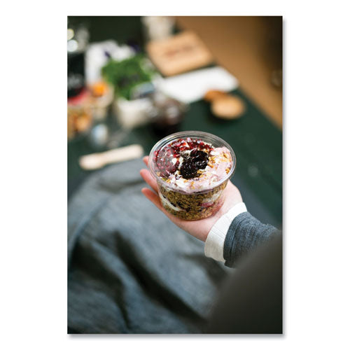 Image of Vegware VDC-120H Round Deli Pot Lids, Compostable, For 8 oz to 32 oz Deli Containers, Clear, Plastic, 500/Carton