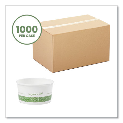 Image of Vegware SC-06G Soup Containers, Compostable, 6 oz, 3.5" Diameter x 1.7" h, Green/White, Paper, 1,000/Carton