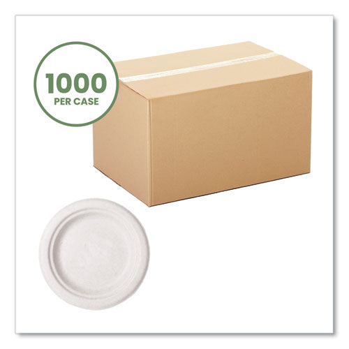 Image of Vegware VW-P016NFA Nourish Molded Fiber Tableware, Compostable, Plate, Sugarcane, 6" dia, White, 1,000/Carton