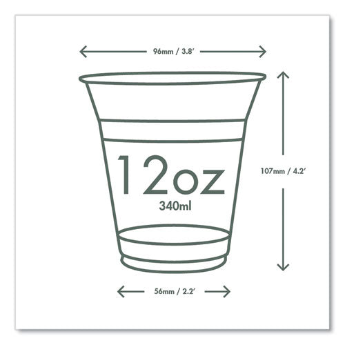 Image of Vegware R360Y-G 96-Series Cold Cup, 12 oz, Plastic, Clear/Green, 1,000/Carton