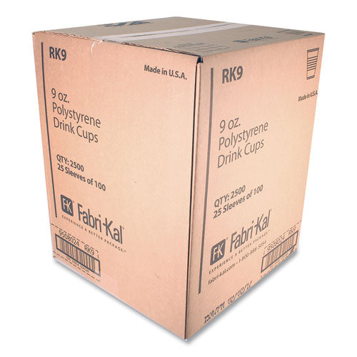 Image of Fabri-Kal® 000000000009508024 RK Ribbed Cold Drink Cups, 9 oz, Plastic, Clear, 100/Sleeve, 25 Sleeves/Carton