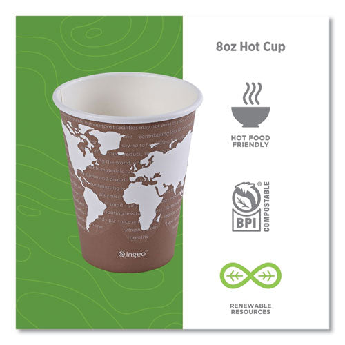 Image of Eco-Products® EP-BHC8-WA World Art Renewable and Compostable Hot Cups, 8 oz, Paper, Plum, 50/Pack, 20 Packs/Carton