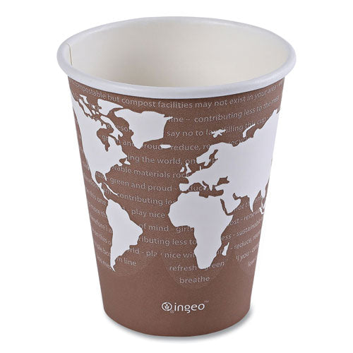 Image of Eco-Products® EP-BHC8-WAPK World Art Renewable and Compostable Hot Cups, 8 oz, Paper, Plum, 50/Pack