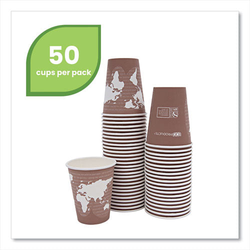 Image of Eco-Products® EP-BHC8-WAPK World Art Renewable and Compostable Hot Cups, 8 oz, Paper, Plum, 50/Pack