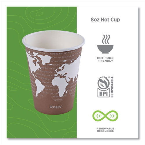 Image of Eco-Products® EP-BHC8-WAPK World Art Renewable and Compostable Hot Cups, 8 oz, Paper, Plum, 50/Pack