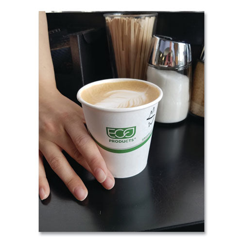 Image of Eco-Products® EP-BHC12-GS GreenStripe Renewable and Compostable Hot Cups, 12 oz, Paper, White/Green, 50/Pack, 20 Packs/Carton
