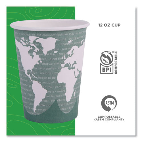 Image of Eco-Products® EP-BHC12-WAPK World Art Renewable and Compostable Hot Cups, 12 oz, Paper, Sage, 50/Pack