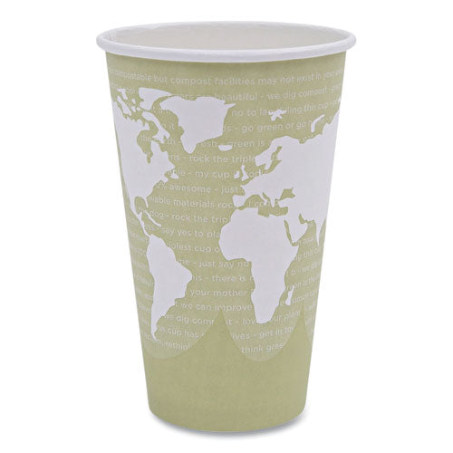 Image of Eco-Products® EP-BHC16-WA World Art Renewable and Compostable Hot Cups, 16 oz, Paper, Tan, 50/Pack, 20 Packs/Carton