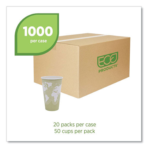 Image of Eco-Products® EP-BHC16-WA World Art Renewable and Compostable Hot Cups, 16 oz, Paper, Tan, 50/Pack, 20 Packs/Carton