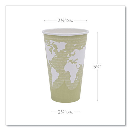 Image of Eco-Products® EP-BHC16-WA World Art Renewable and Compostable Hot Cups, 16 oz, Paper, Tan, 50/Pack, 20 Packs/Carton