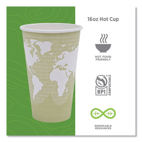 Image of Eco-Products® EP-BHC16-WA World Art Renewable and Compostable Hot Cups, 16 oz, Paper, Tan, 50/Pack, 20 Packs/Carton
