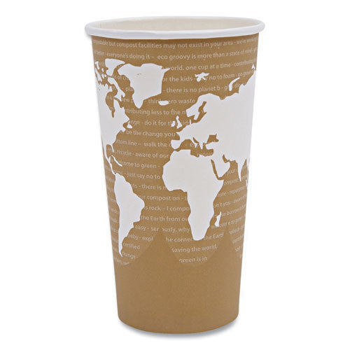 Image of Eco-Products® EP-BHC20-WA World Art Renewable and Compostable Hot Cups, 20 oz, Paper, Brown/White, 50/Pack, 20 Packs/Carton