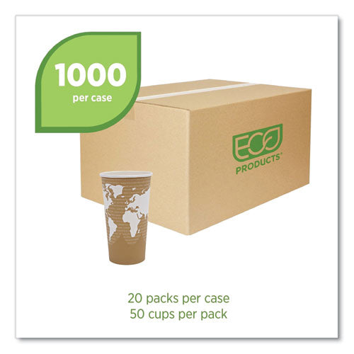 Image of Eco-Products® EP-BHC20-WA World Art Renewable and Compostable Hot Cups, 20 oz, Paper, Brown/White, 50/Pack, 20 Packs/Carton