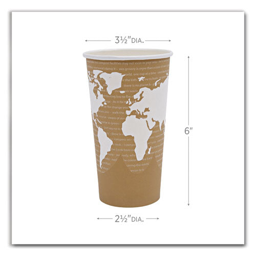 Image of Eco-Products® EP-BHC20-WA World Art Renewable and Compostable Hot Cups, 20 oz, Paper, Brown/White, 50/Pack, 20 Packs/Carton
