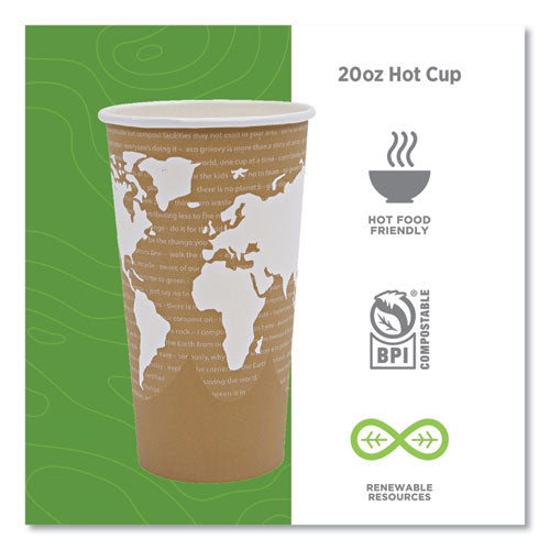 Image of Eco-Products® EP-BHC20-WA World Art Renewable and Compostable Hot Cups, 20 oz, Paper, Brown/White, 50/Pack, 20 Packs/Carton