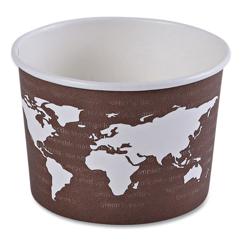 Image of Eco-Products® EP-BSC8-WA World Art Renewable and Compostable Food Container, 8 oz, 3.04" Diameter x 2.3" h, Plum, Paper, 50/Pack, 20 Packs/Carton